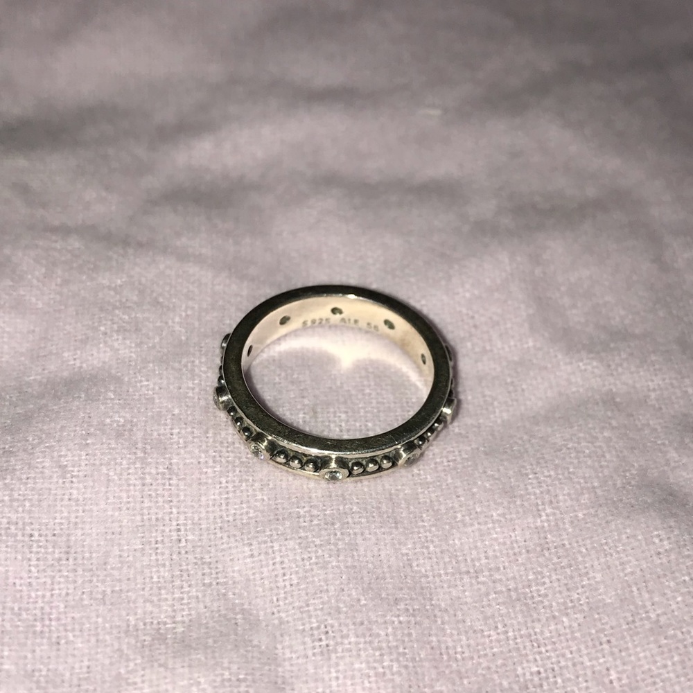 Silver PANDORA rosary ring with gems